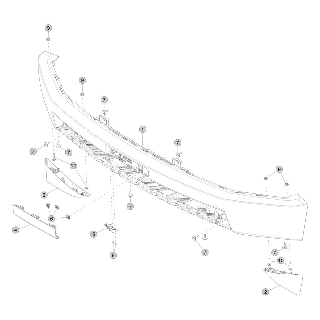 Tesla Cybertruck Front Bumper Fascia parts diagram
