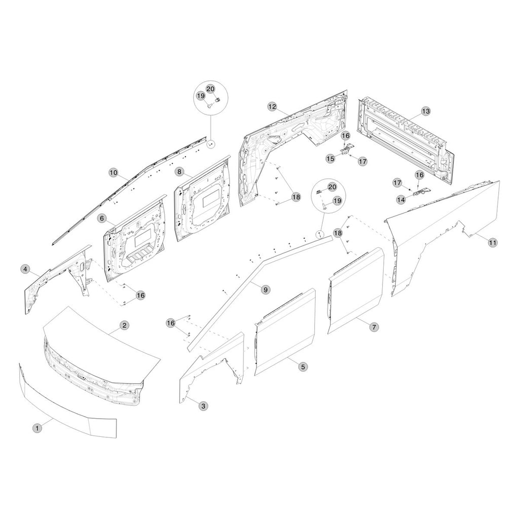 Tesla Cybertruck Closure Panels parts diagram