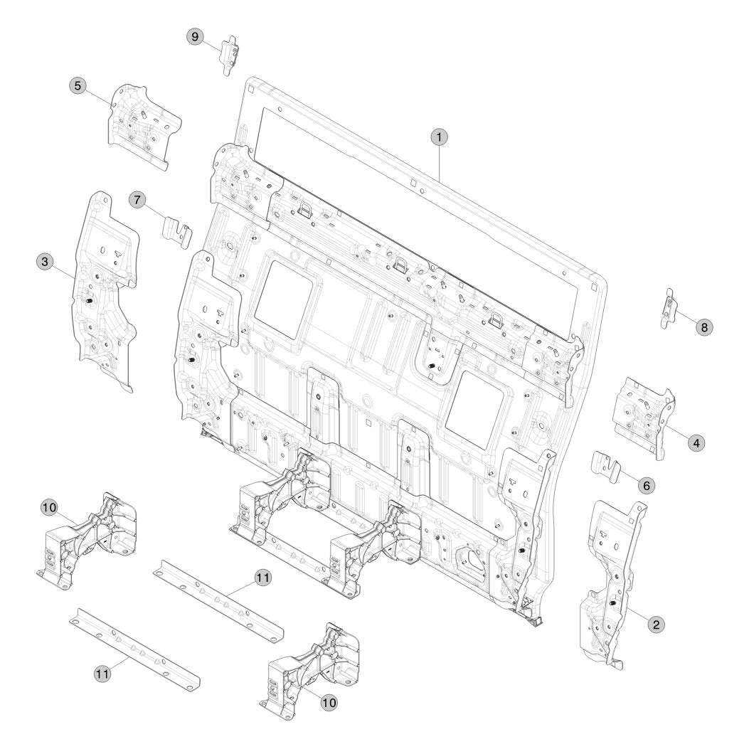 Tesla Cybertruck Rear End Panels parts diagram