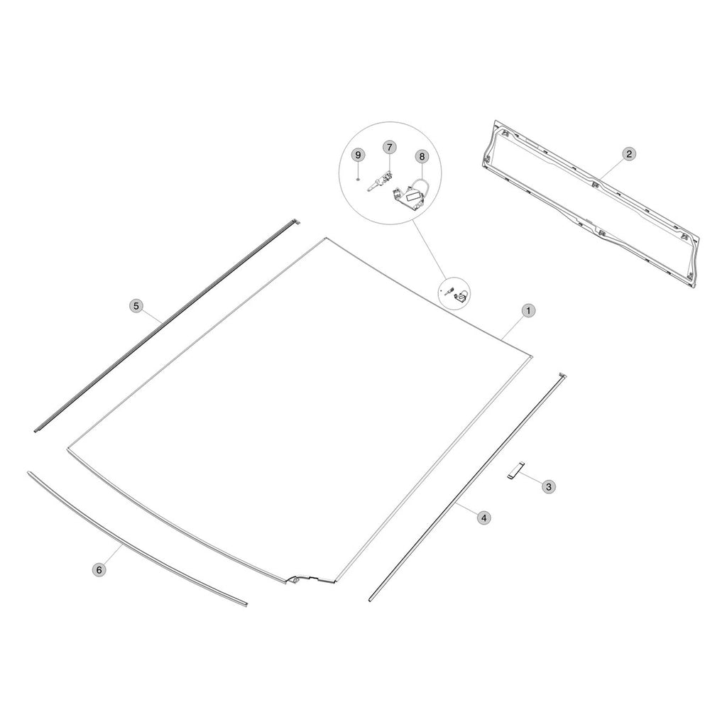 Tesla Cybertruck Windshield and Backlite parts diagram