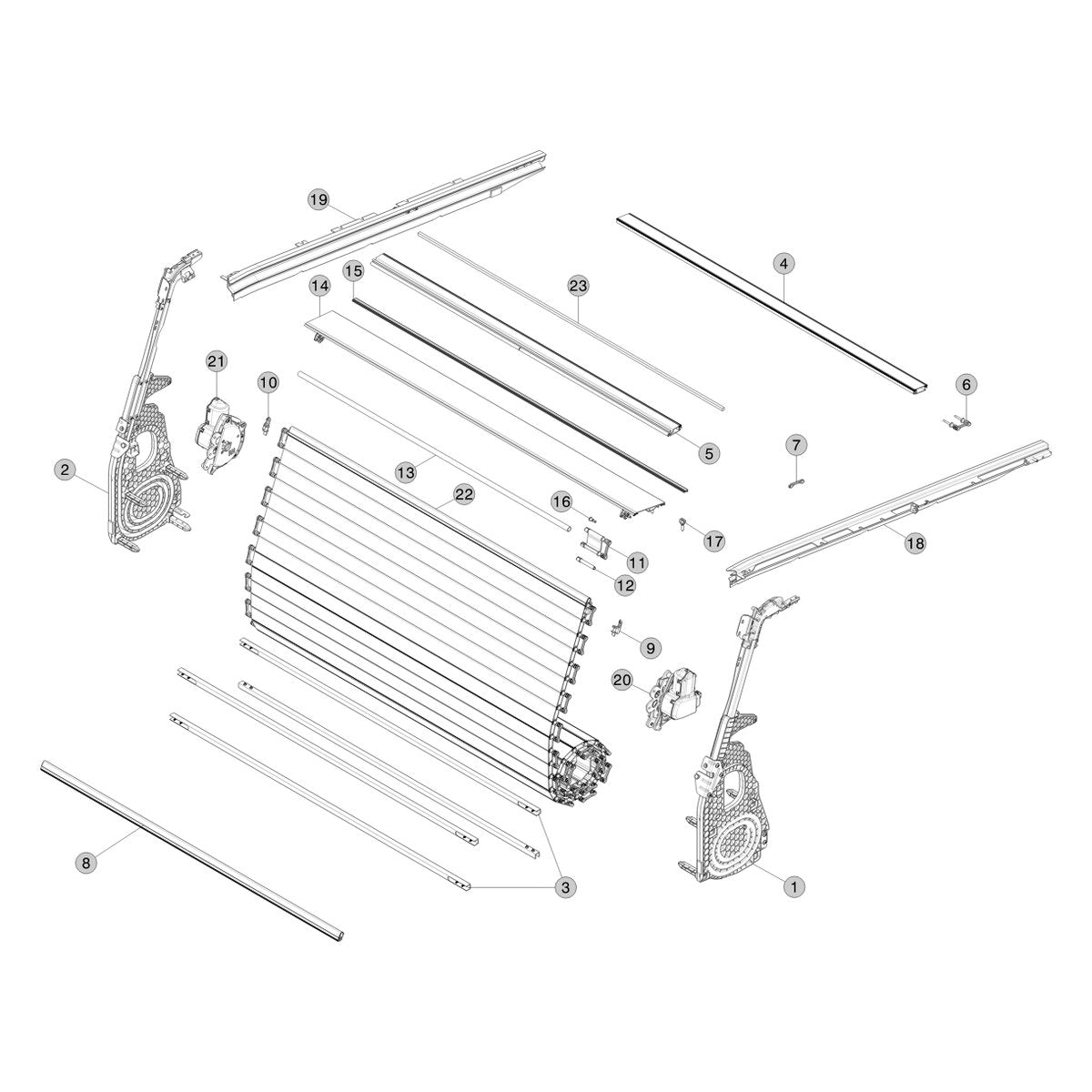 Tesla Cybertruck Tonneau parts diagram
