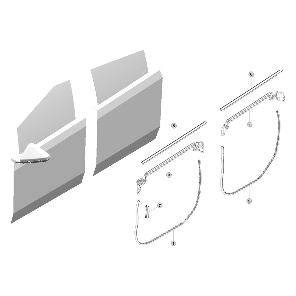 Tesla Cybertruck Front and Rear Door Seals parts diagram