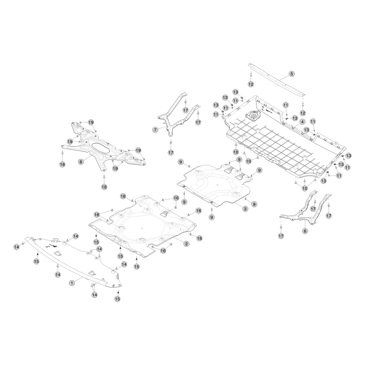Tesla Cybertruck Undertray parts diagram