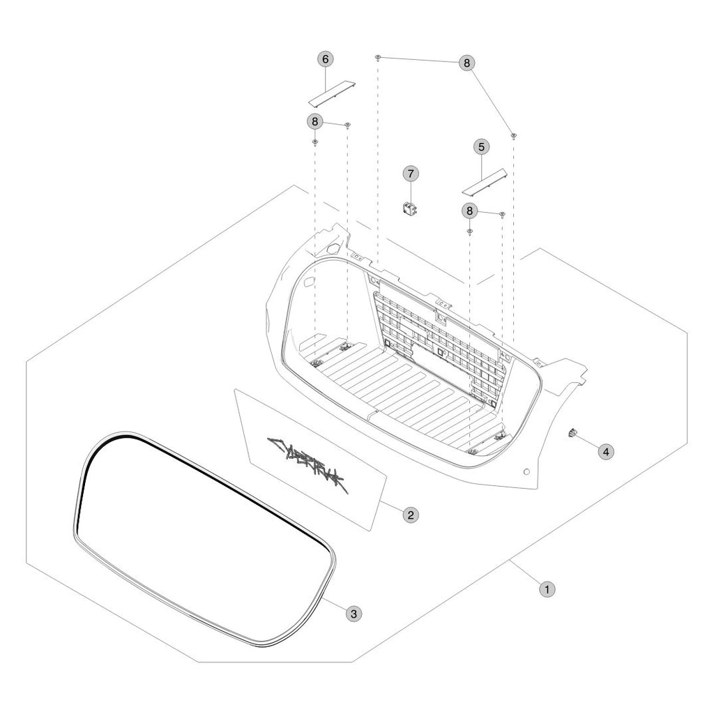 Tesla Cybertruck Front Luggage Storage Compartment parts diagram