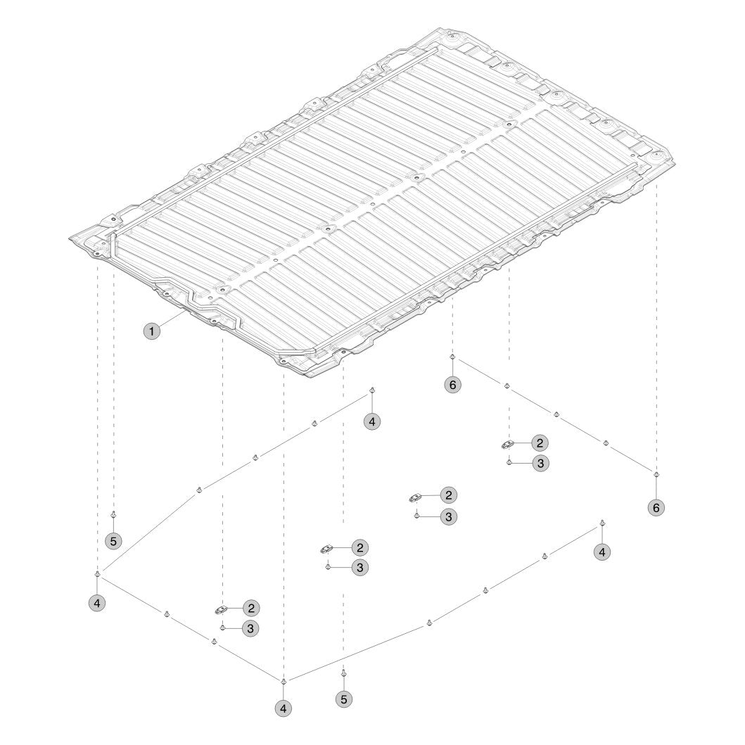 Tesla Cybertruck Battery Armor - Terrestrial Armor Package parts diagram