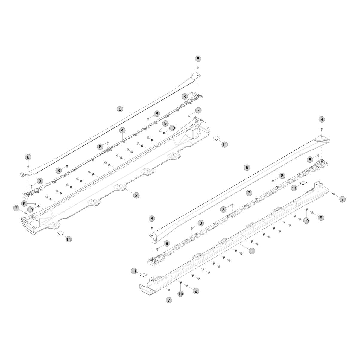 Tesla Cybertruck Rocker Panel Trim - Terrestrial Armor Package parts diagram