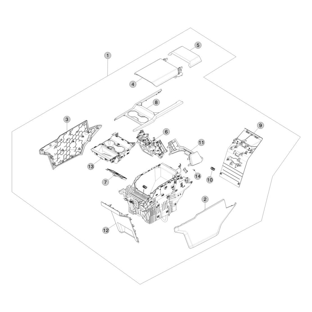 Tesla Cybertruck Center Console parts diagram