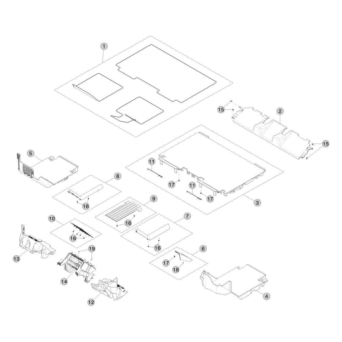 Tesla Cybertruck Passenger Compartment Carpet parts diagram