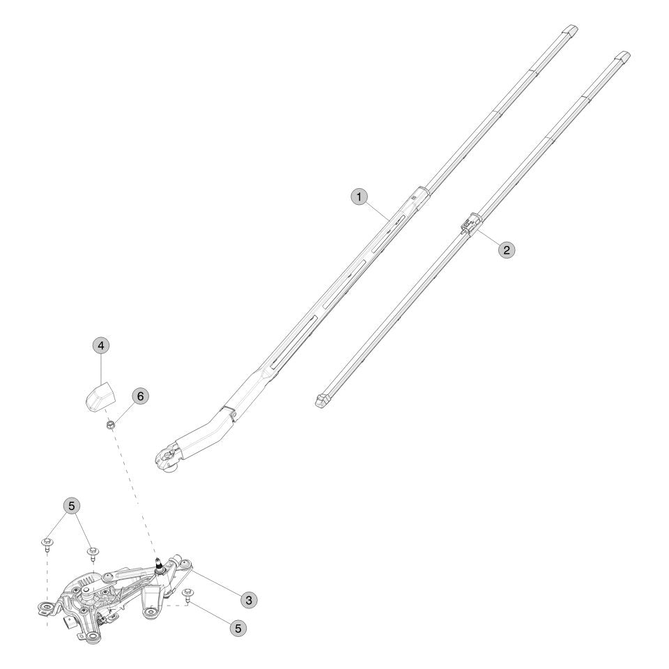 Tesla Cybertruck Windshield Wipers and Motor parts diagram