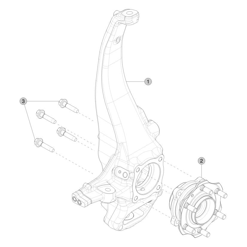 Tesla Cybertruck Front Knuckle - Hub and Bearing parts diagram