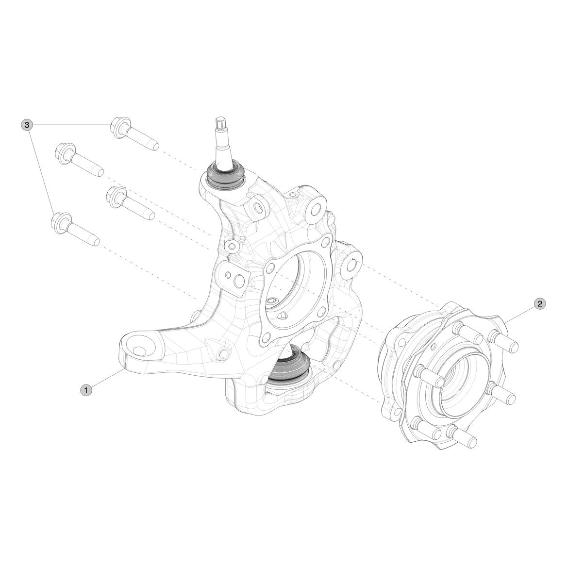 Tesla Cybertruck Rear Knuckle - Hub and Bearing parts diagram