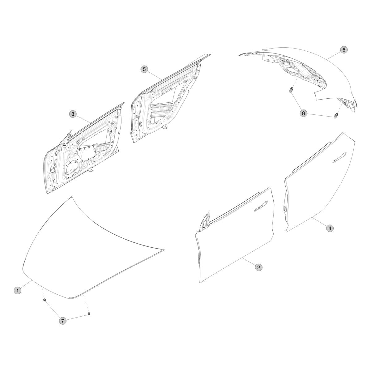 Tesla Model 3 Highland Closure Panels parts diagram