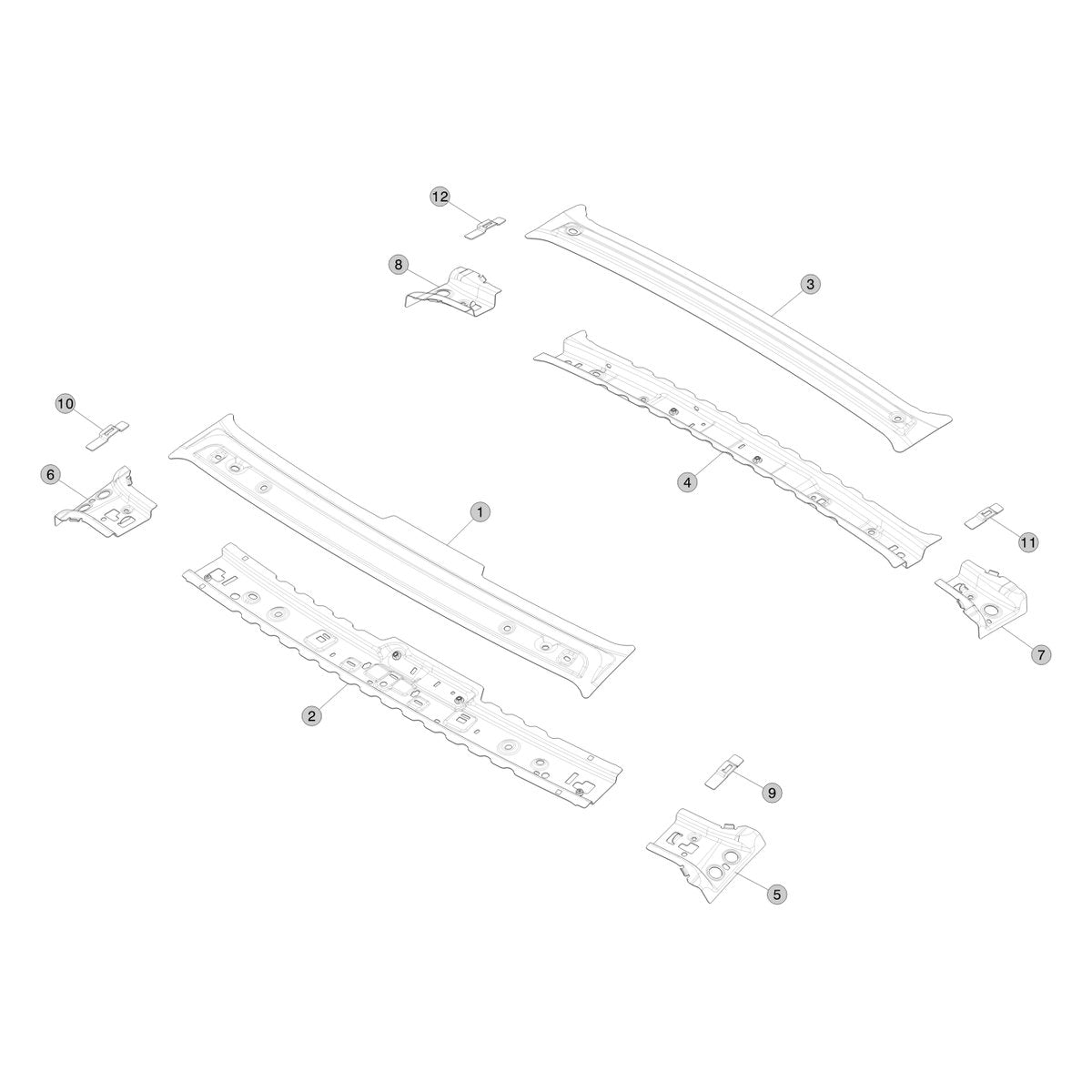 Tesla Model 3 Highland Roof Panels parts diagram
