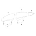 Tesla Model 3 Highland Front and Rear Door Glass parts diagram