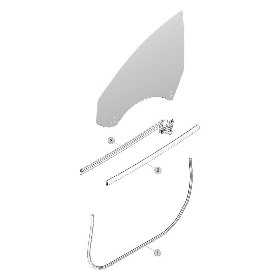 Tesla Model 3 Highland Front Door Seals parts diagram