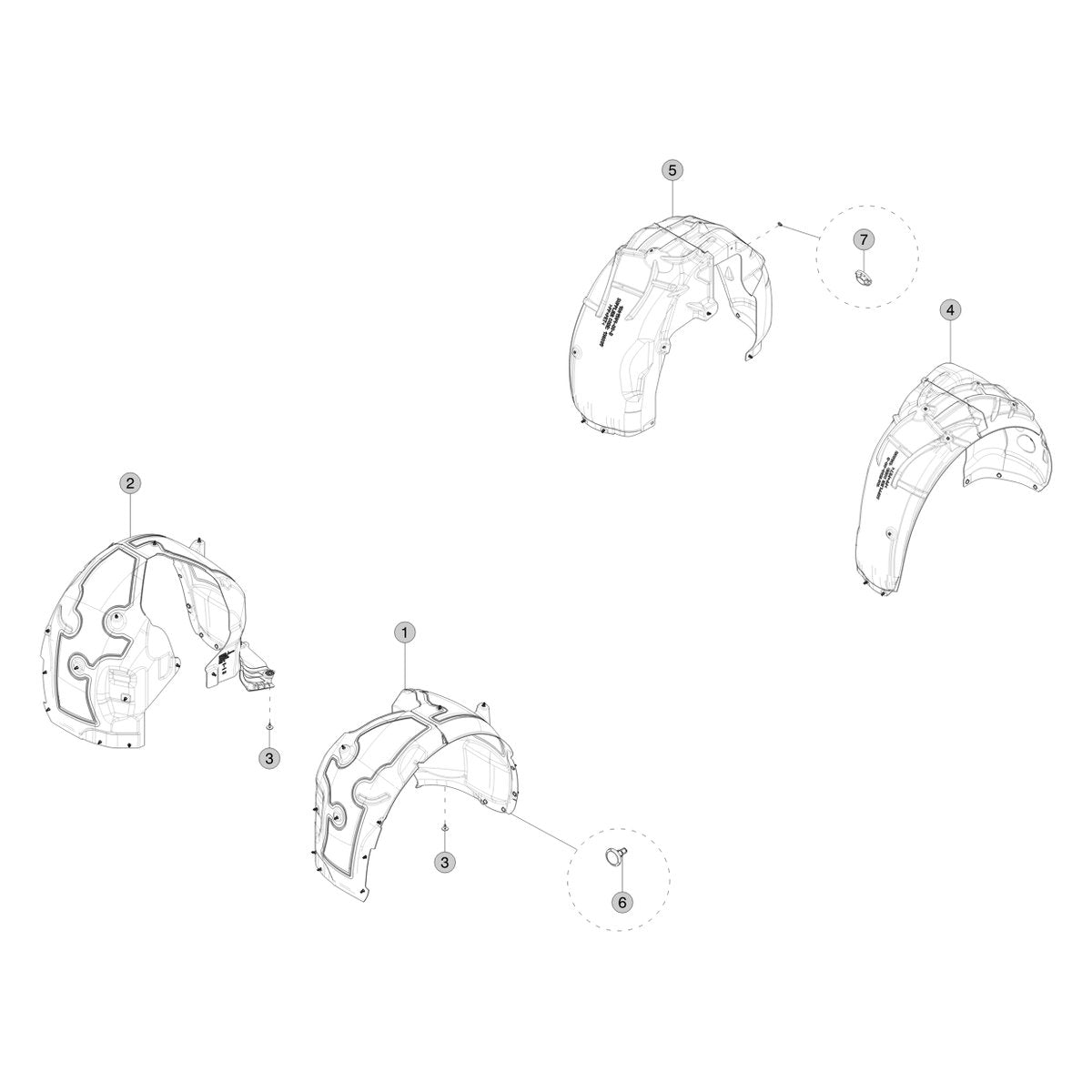 Tesla Model 3 Highland Wheel Arch Liners parts diagram