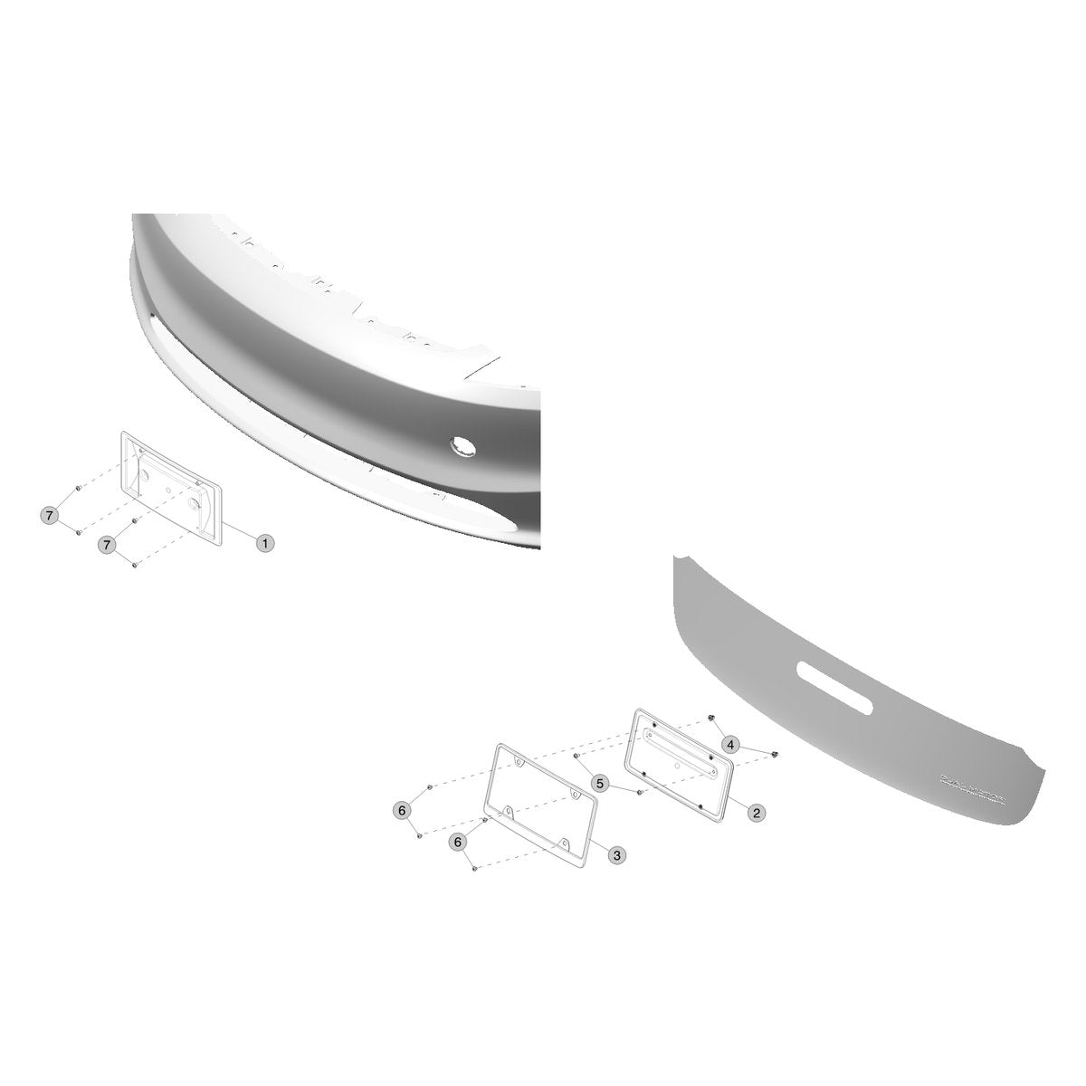 Tesla Model 3 Highland License Plate Mounting parts diagram