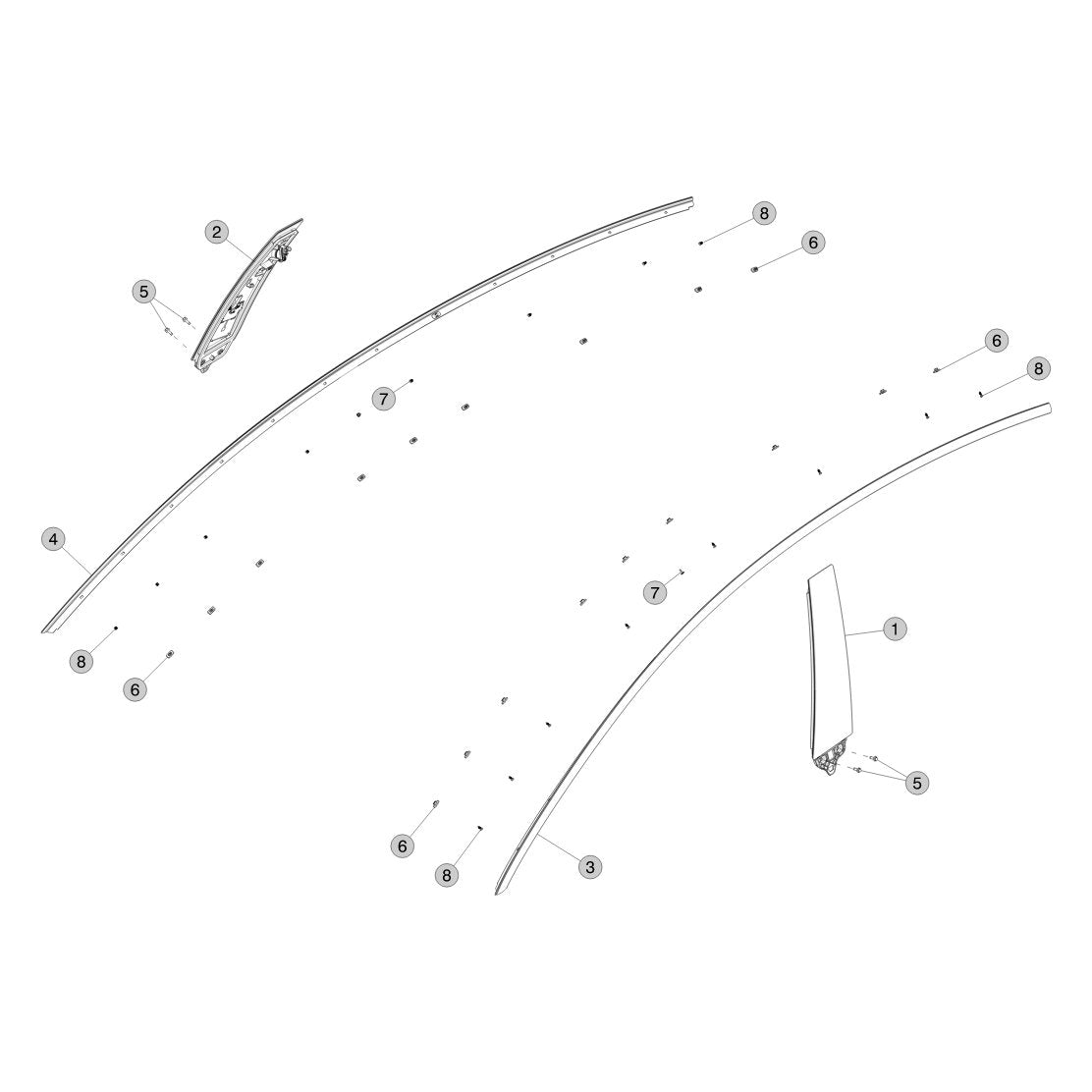 Tesla Model 3 Highland Exterior Trim Fittings parts diagram