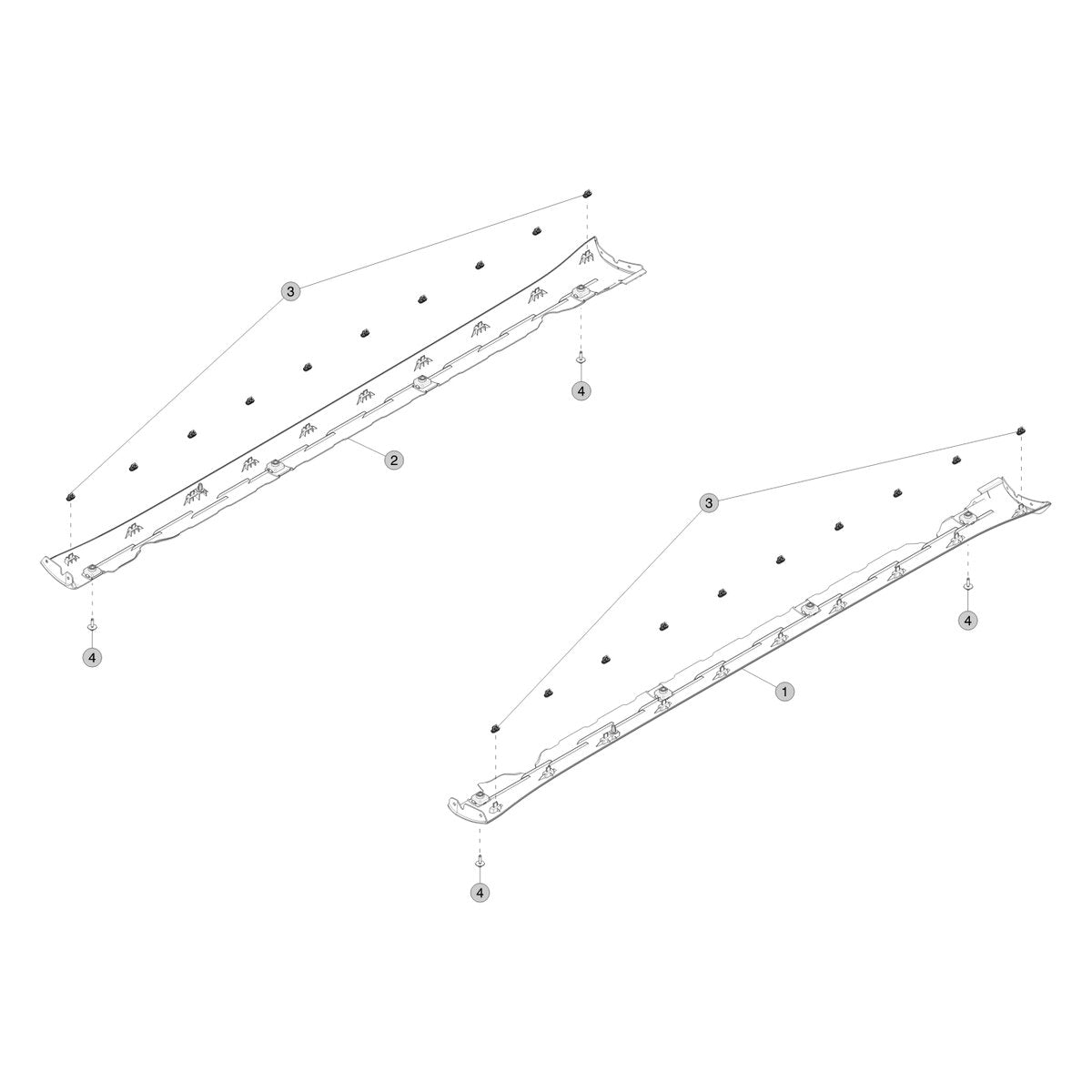 Tesla Model 3 Highland Rocker Panel Trim parts diagram