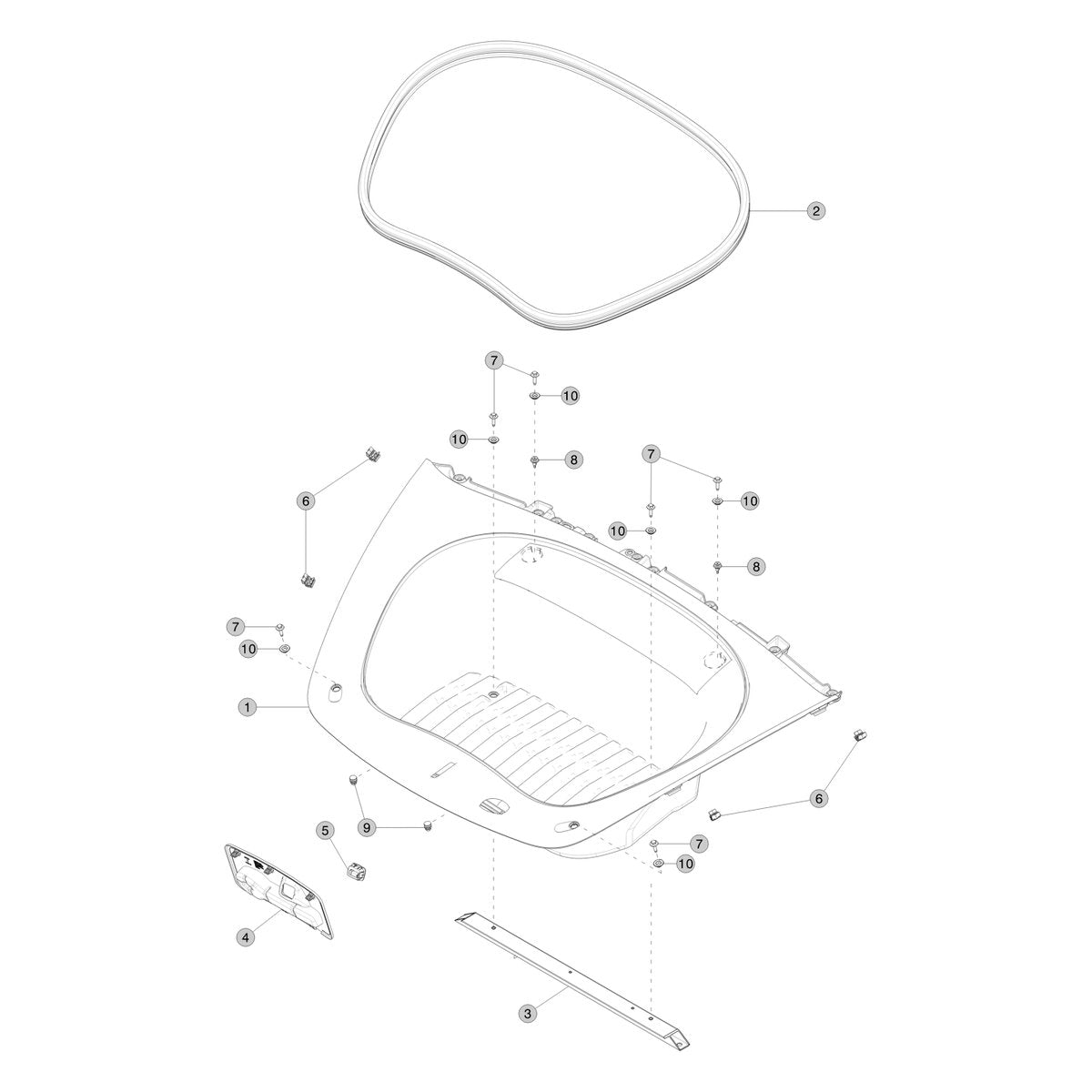 Tesla Model 3 Highland Front Luggage Storage Compartment parts diagram