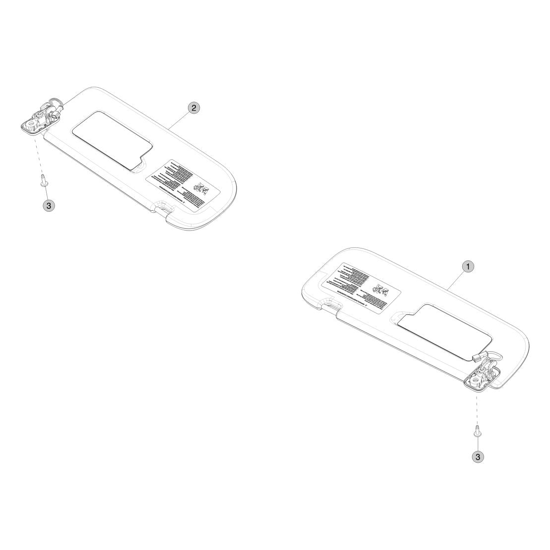 Tesla Model 3 Highland Sun Visors parts diagram