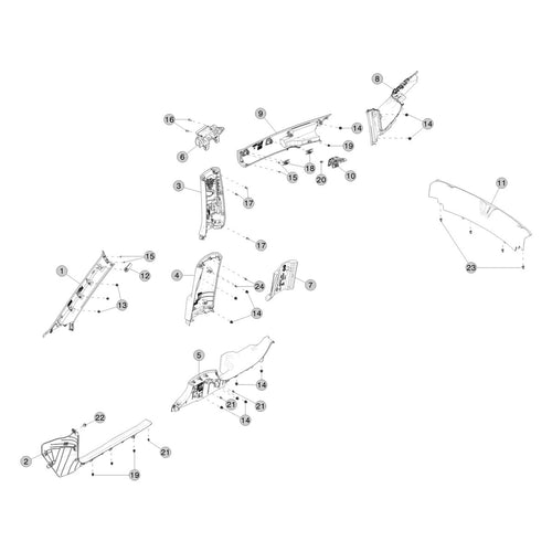 Tesla Model 3 Highland A-B-C Post Interior Trim parts diagram