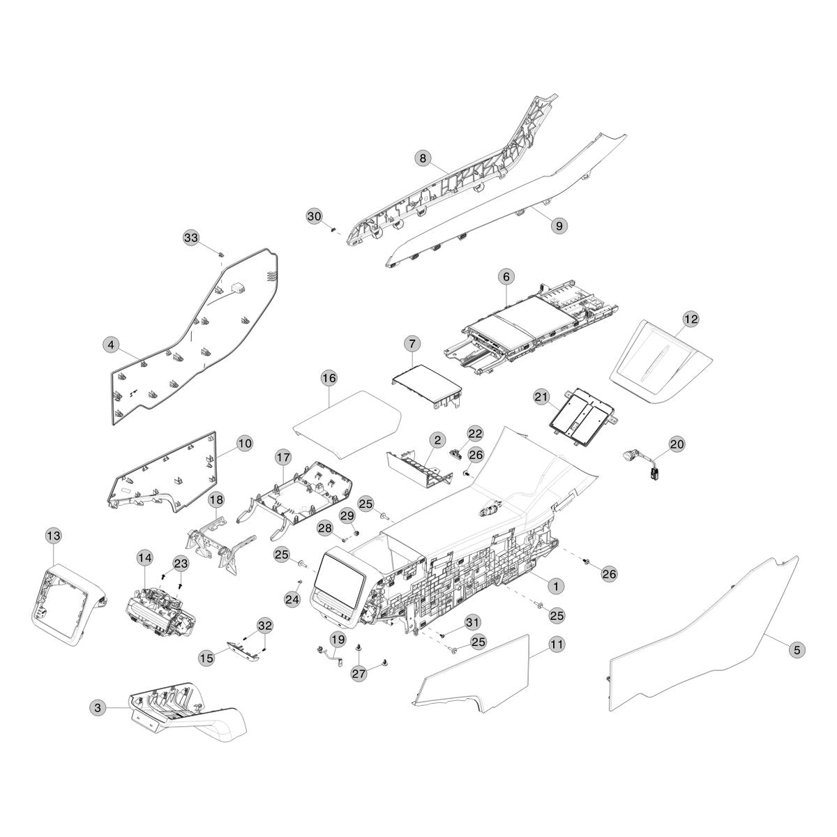 Tesla Model 3 Highland Center Console parts diagram