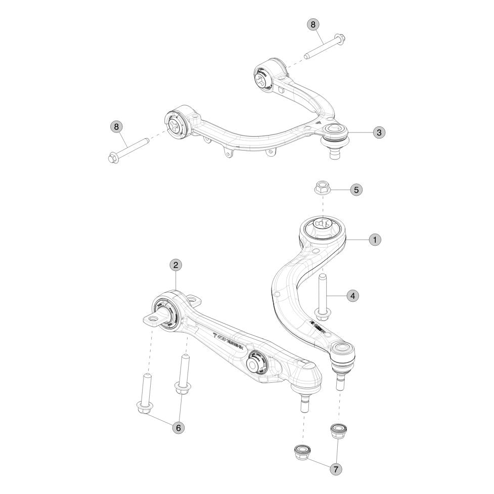 Tesla Model 3 Highland Front Suspension Arms parts diagram