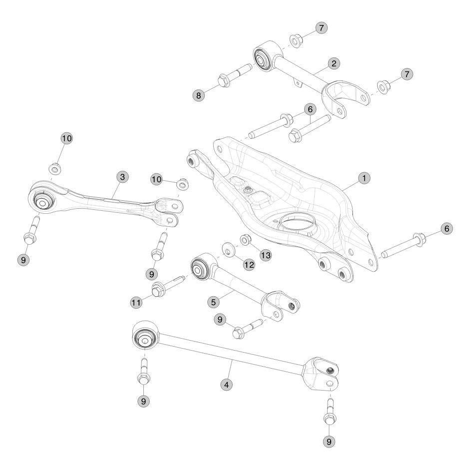 Tesla Model 3 Highland Rear Suspension Arms parts diagram