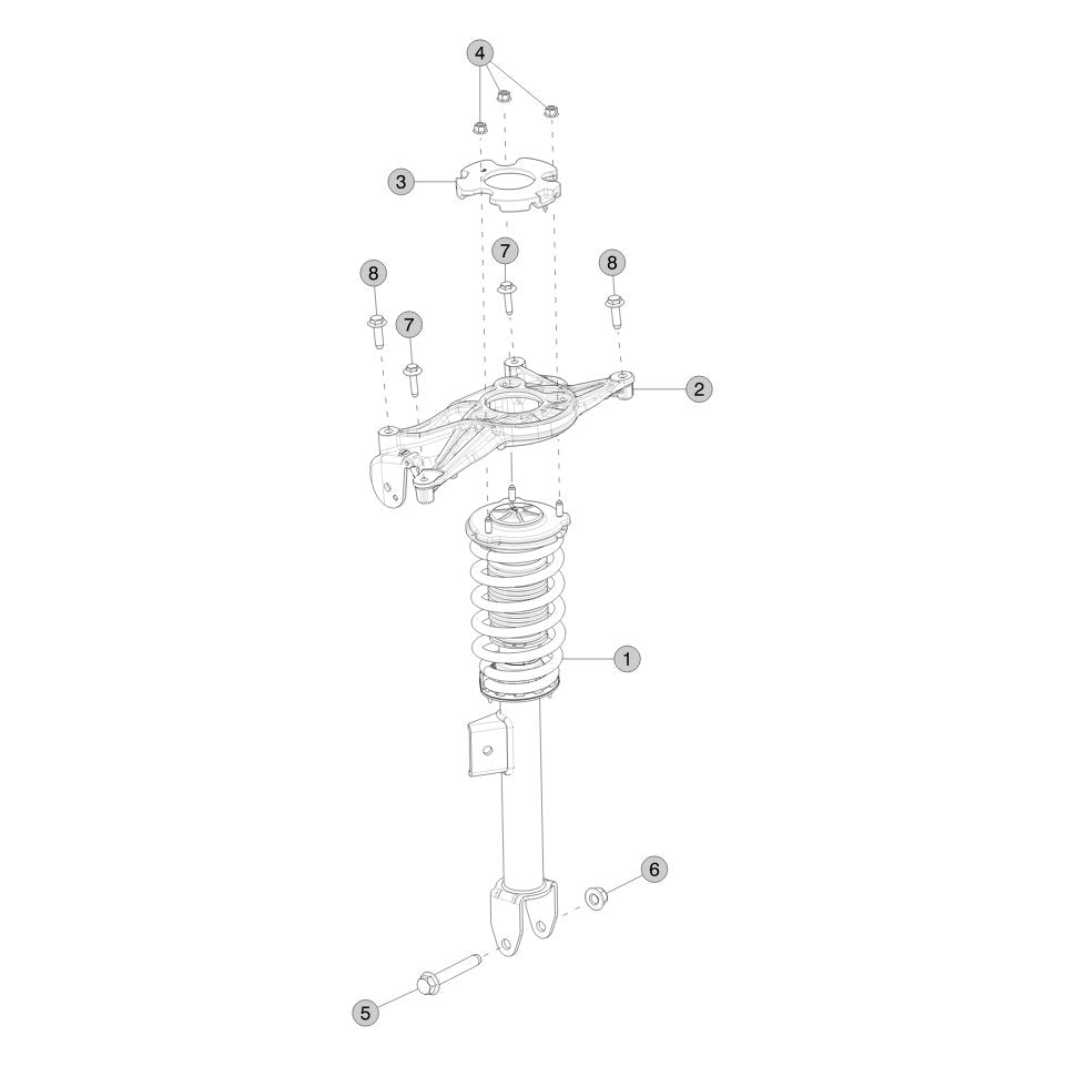 Tesla Model 3 Highland Front Coil Spring and Damper parts diagram