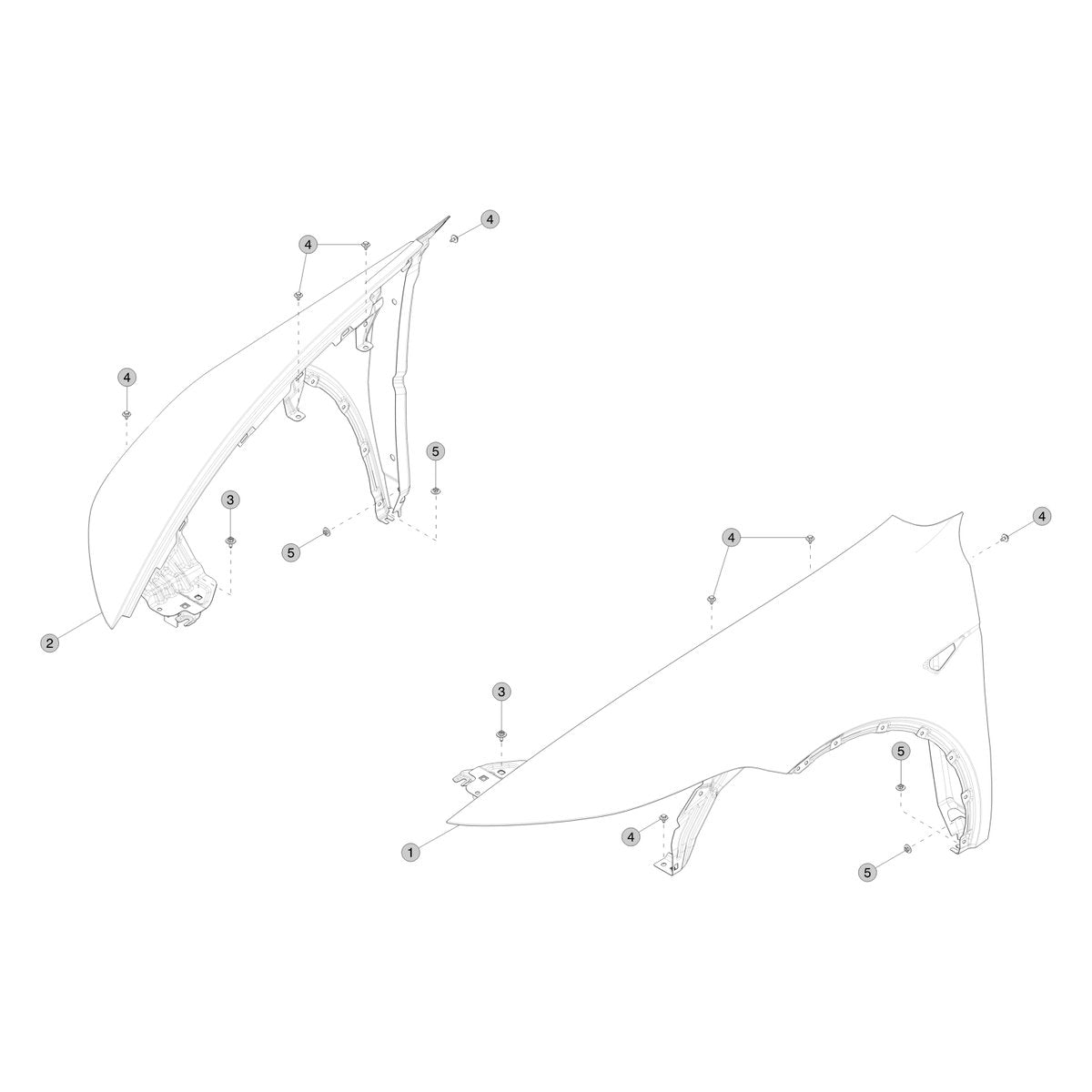 Tesla Model Y Juniper Front Fenders parts diagram