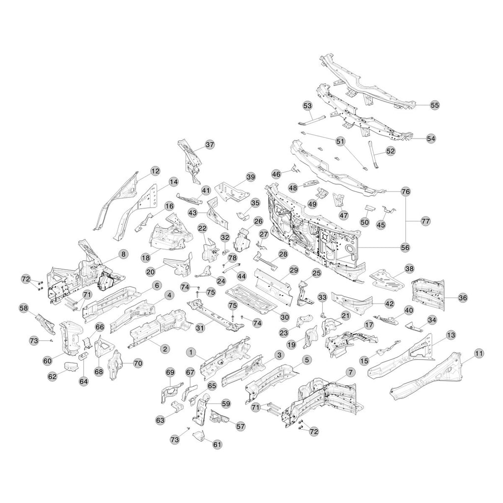 Tesla Model Y Juniper Front Inner Panels parts diagram