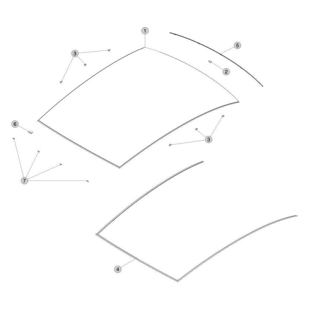 Tesla Model Y Juniper Roof Glass parts diagram