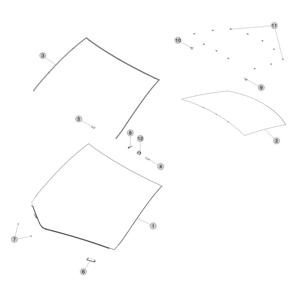 Tesla Model Y Juniper Windshield and Liftgate Glass parts diagram