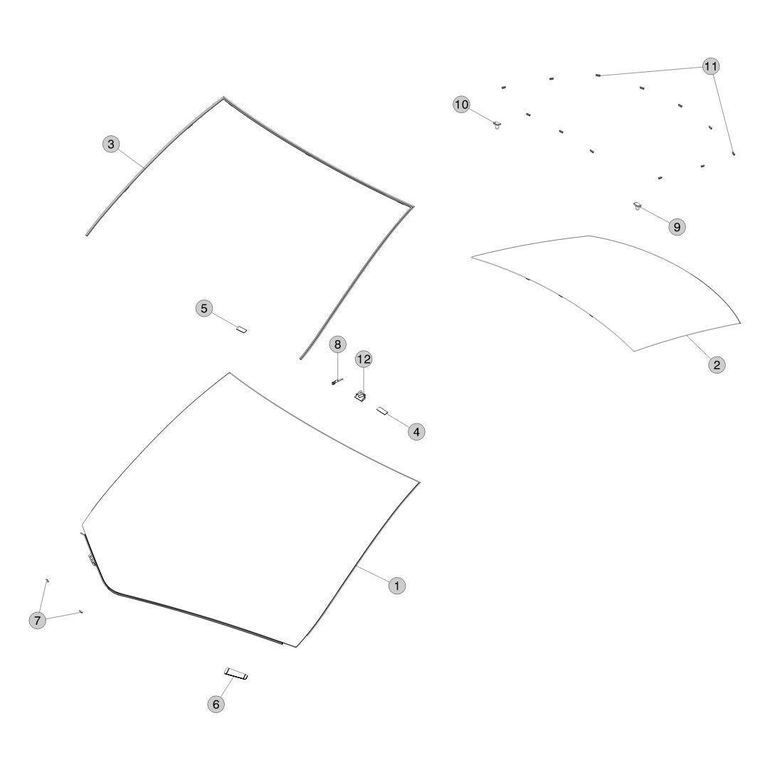 Tesla Model Y Juniper Windshield and Liftgate Glass parts diagram