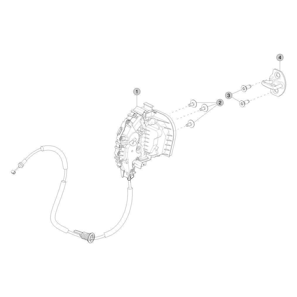 Tesla Model Y Juniper Front Door Latch and Striker parts diagram