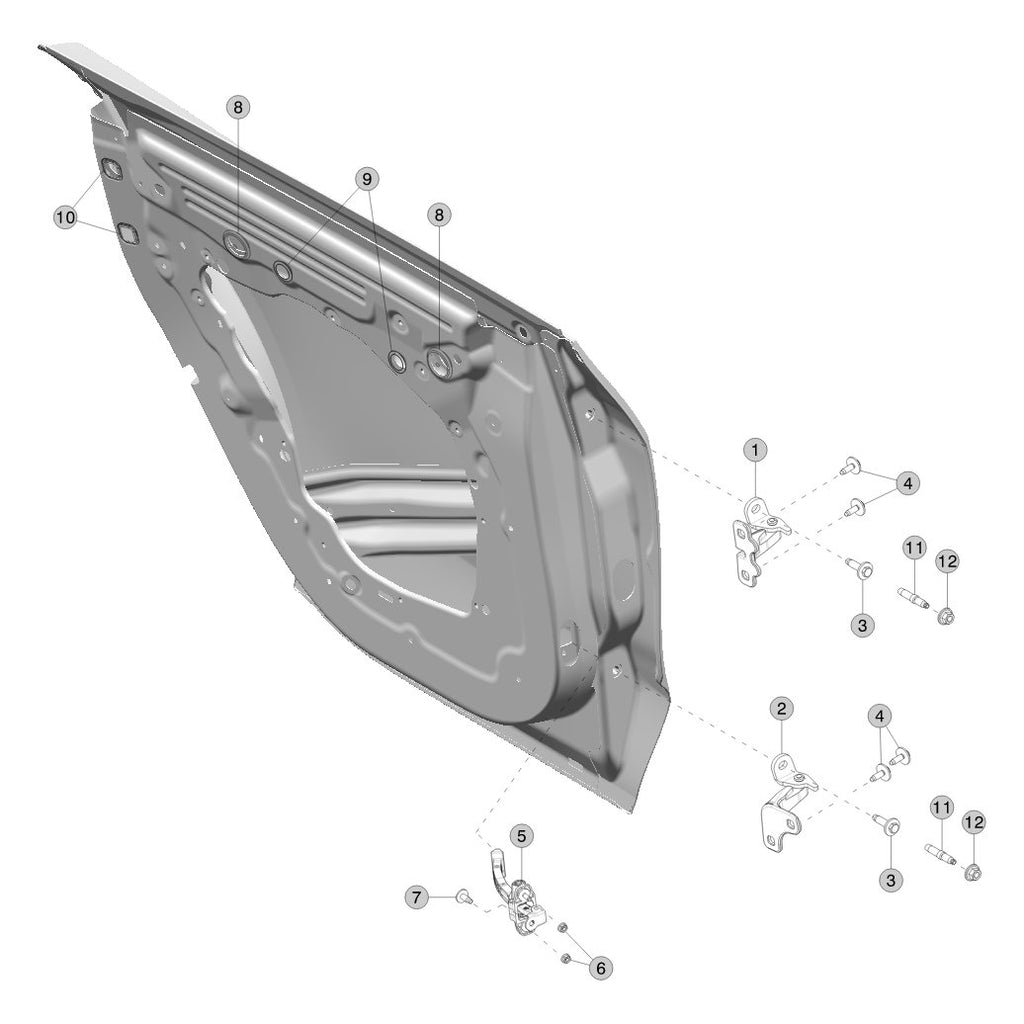 Tesla Model Y Juniper Rear Door Hinges and Fittings parts diagram