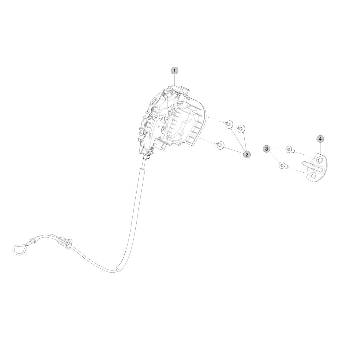 Tesla Model Y Juniper Rear Door Latch and Striker parts diagram