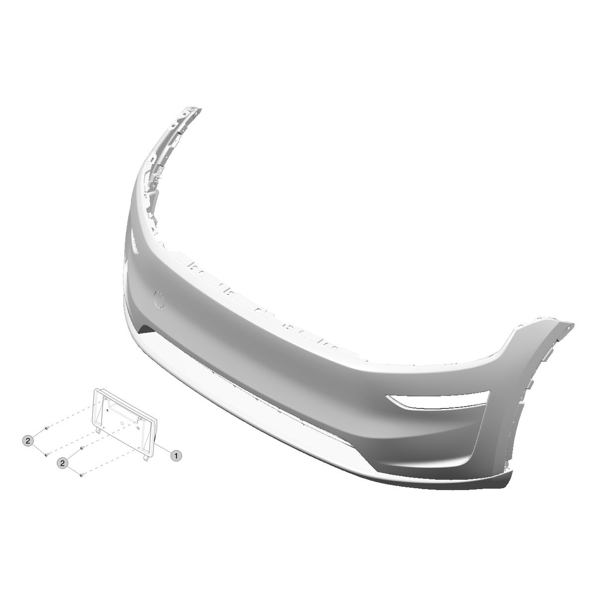 Tesla Model Y Juniper License Plate Mounting parts diagram