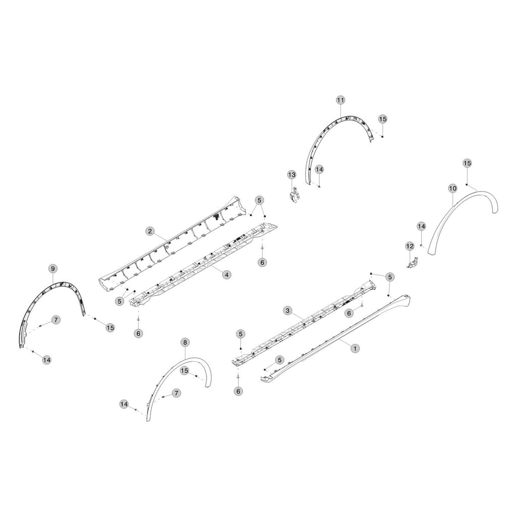 Tesla Model Y Juniper Rocker Panel Trim parts diagram