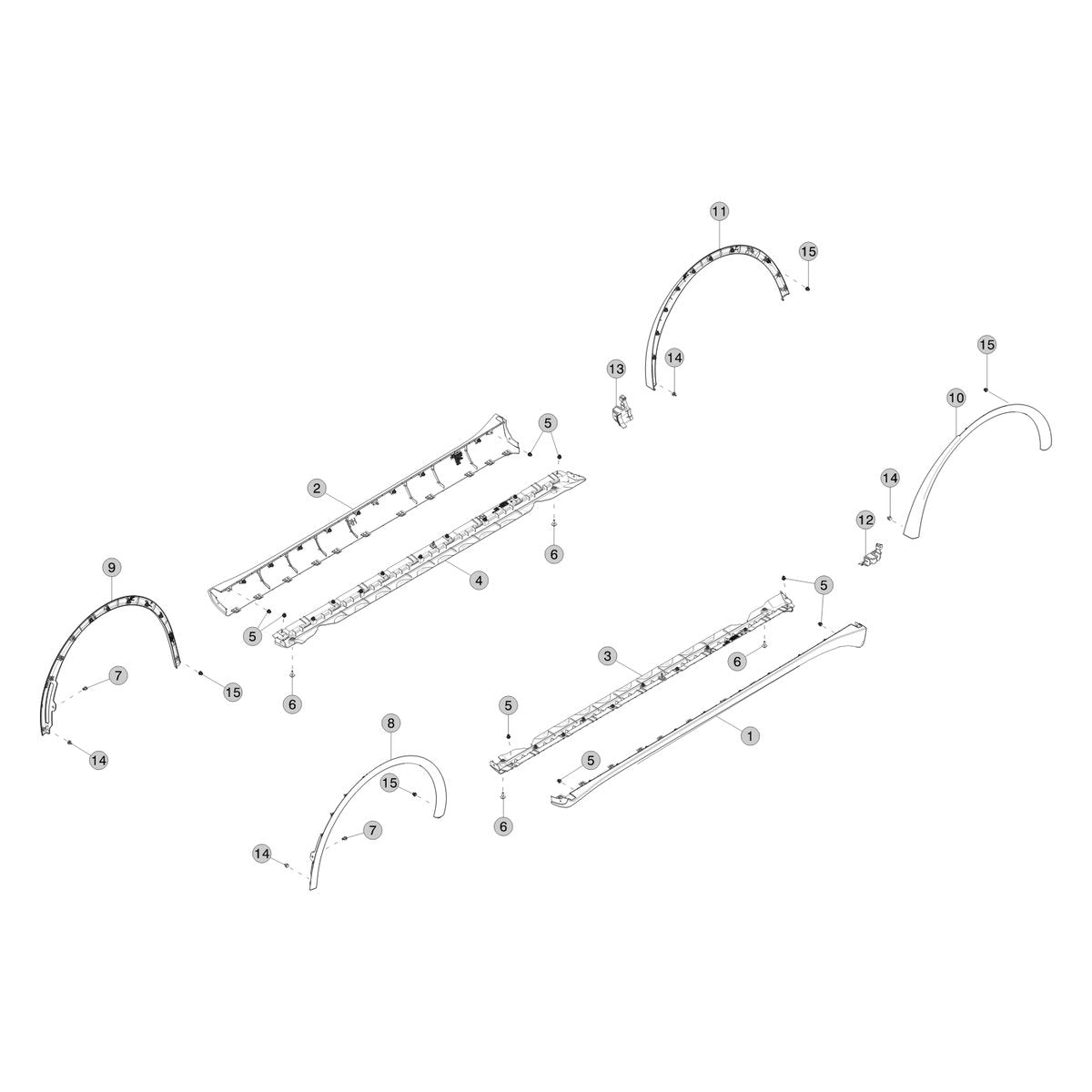 Tesla Model Y Juniper Rocker Panel Trim parts diagram
