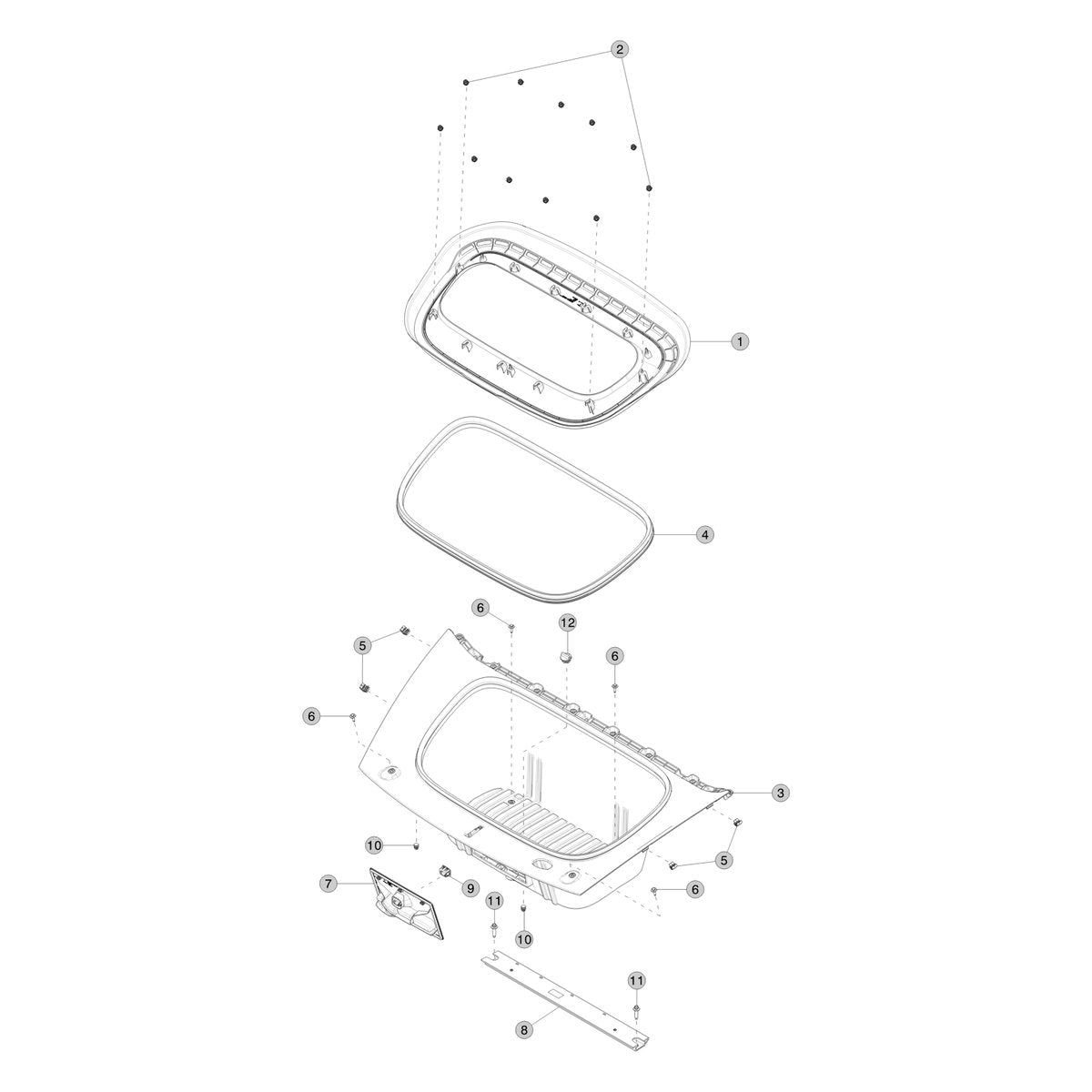 Tesla Model Y Juniper Front Luggage Storage Compartment parts diagram