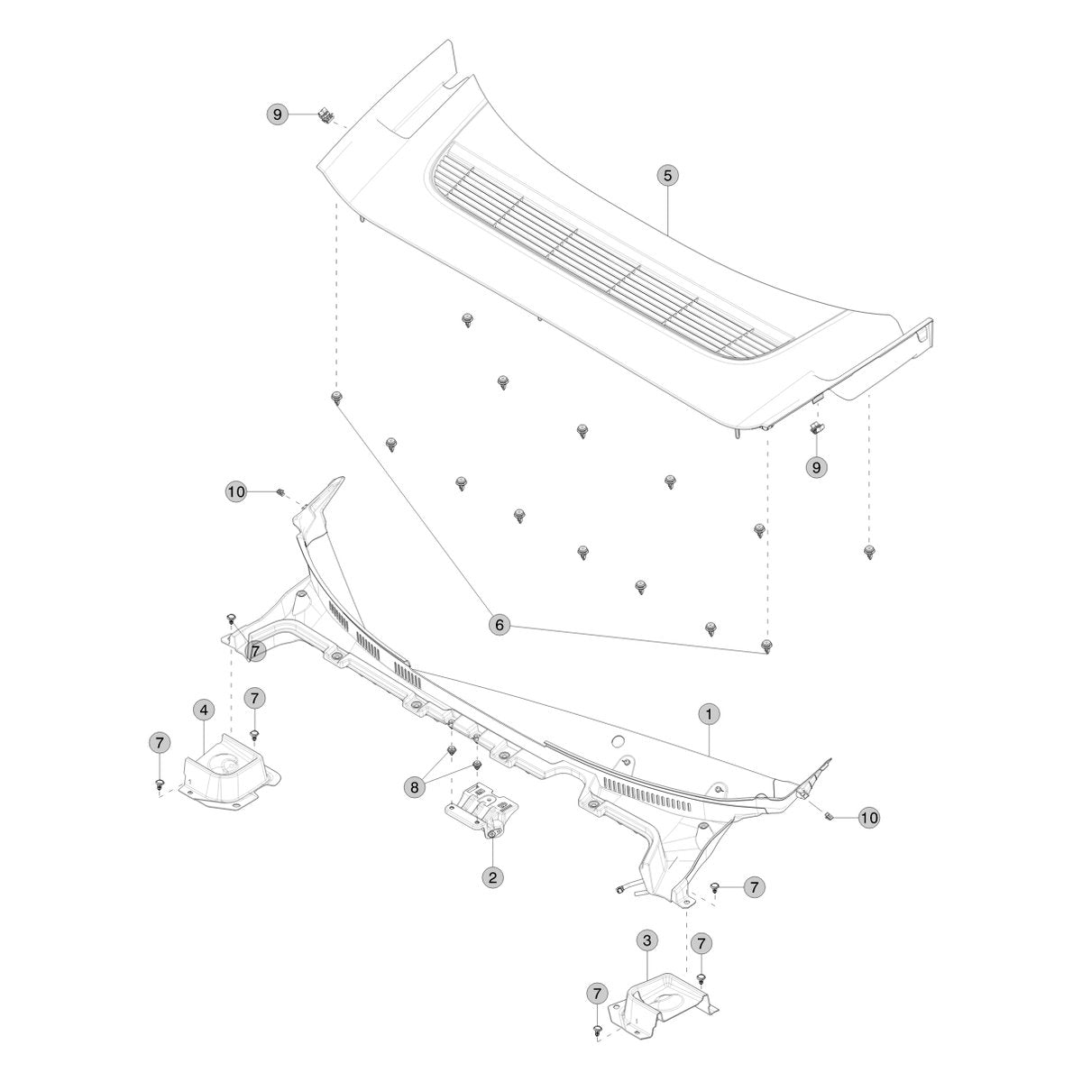 Tesla Model Y Juniper Underhood Trim parts diagram