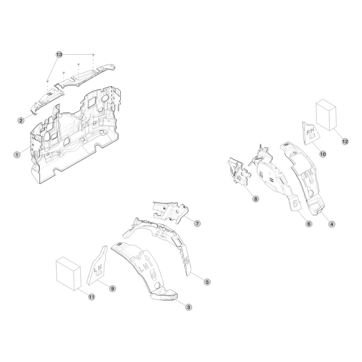 Tesla Model Y Juniper Interior Sound Insulation parts diagram
