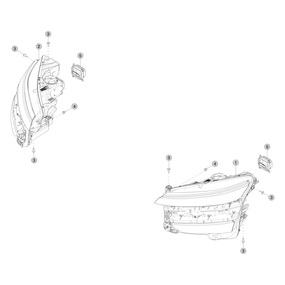 Tesla Model Y Juniper Headlamps parts diagram