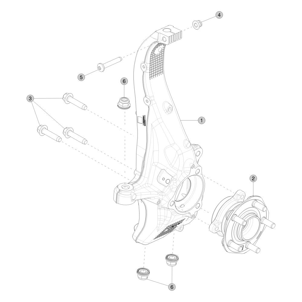 Tesla Model Y Juniper Front Knuckle - Hub and Bearing parts diagram