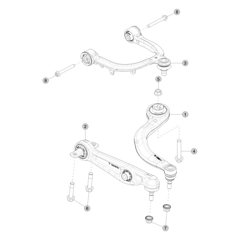 Tesla Model Y Juniper Front Suspension Arms parts diagram