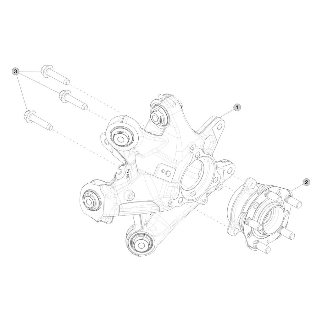 Tesla Model Y Juniper Rear Knuckle - Hub and Bearing parts diagram