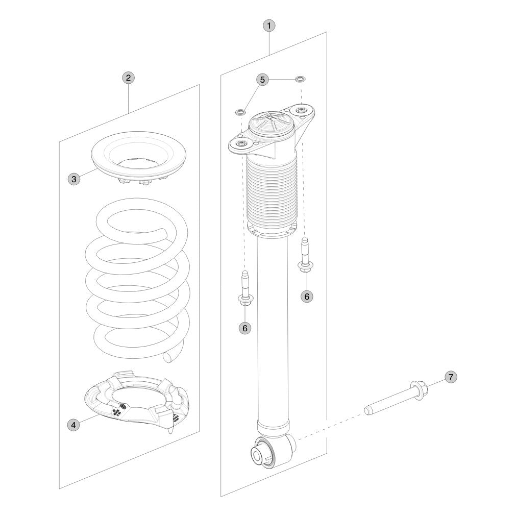 Tesla Model Y Juniper Rear Coil Spring and Damper parts diagram