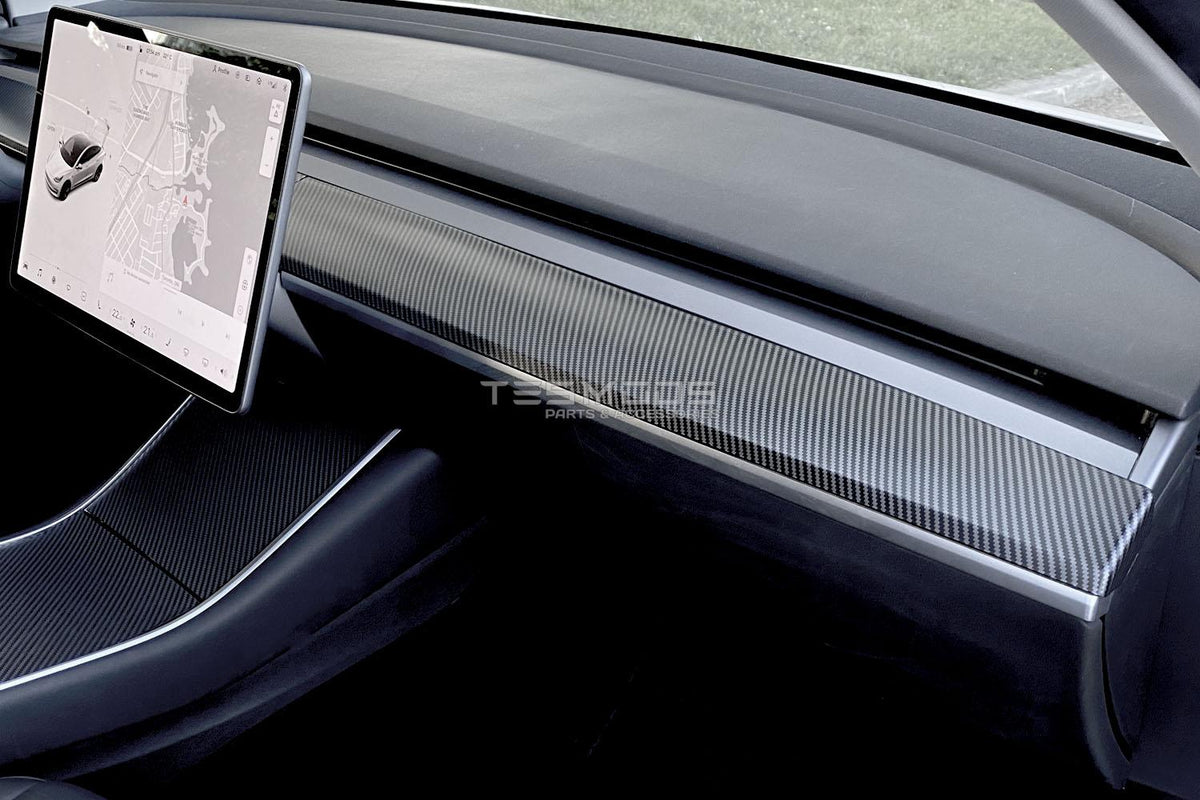 Model 3 Satin Carbon Fiber Dash & Doors Trim Covers